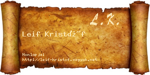Leif Kristóf névjegykártya